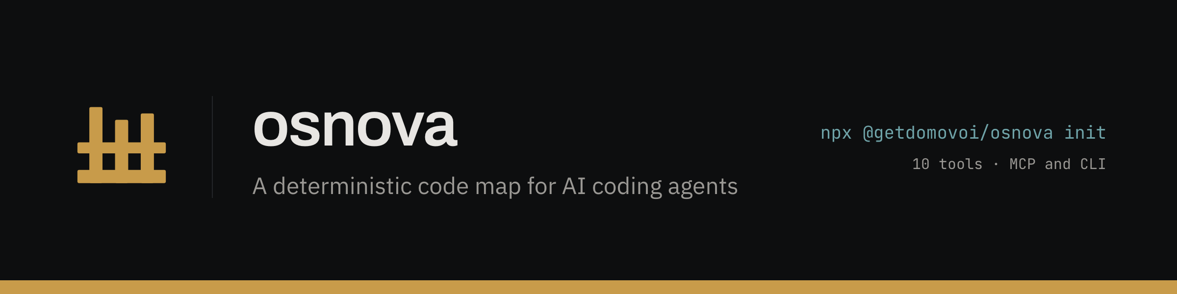 osnova. A deterministic code map for AI coding agents. Ten tools over MCP and CLI.