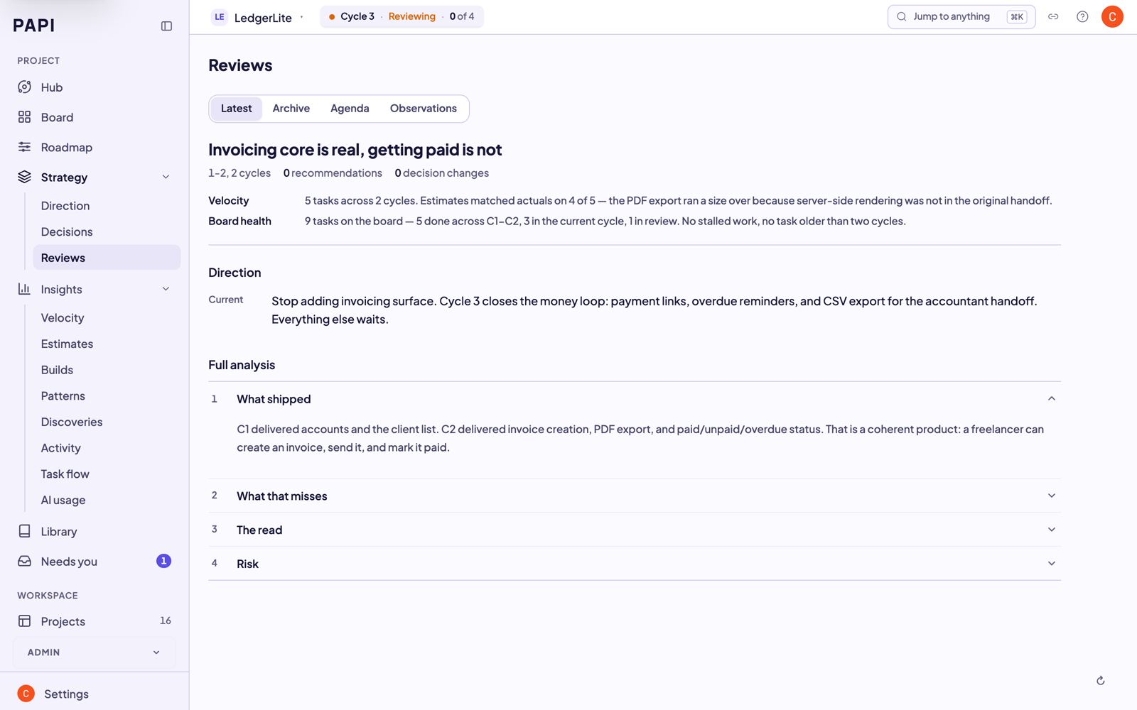 Reviews in PAPI: what shipped, where the project stands, and the direction for the next cycles