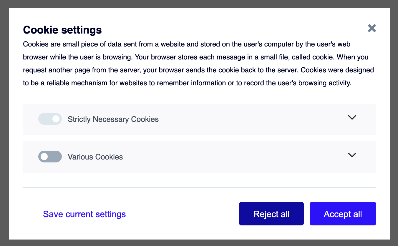 Cookieconsent modal