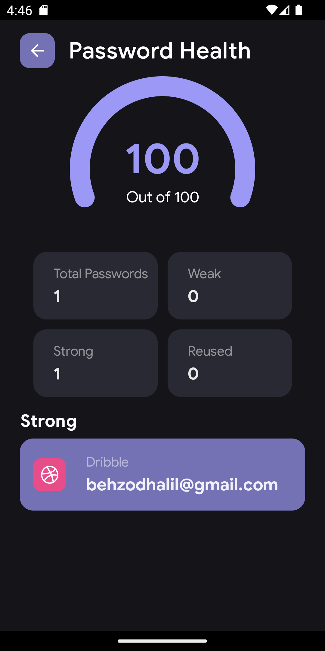 PasswordHealth Screen