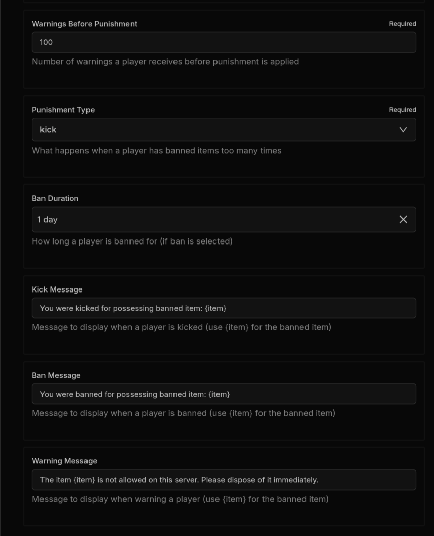 Tiered Items Configuration