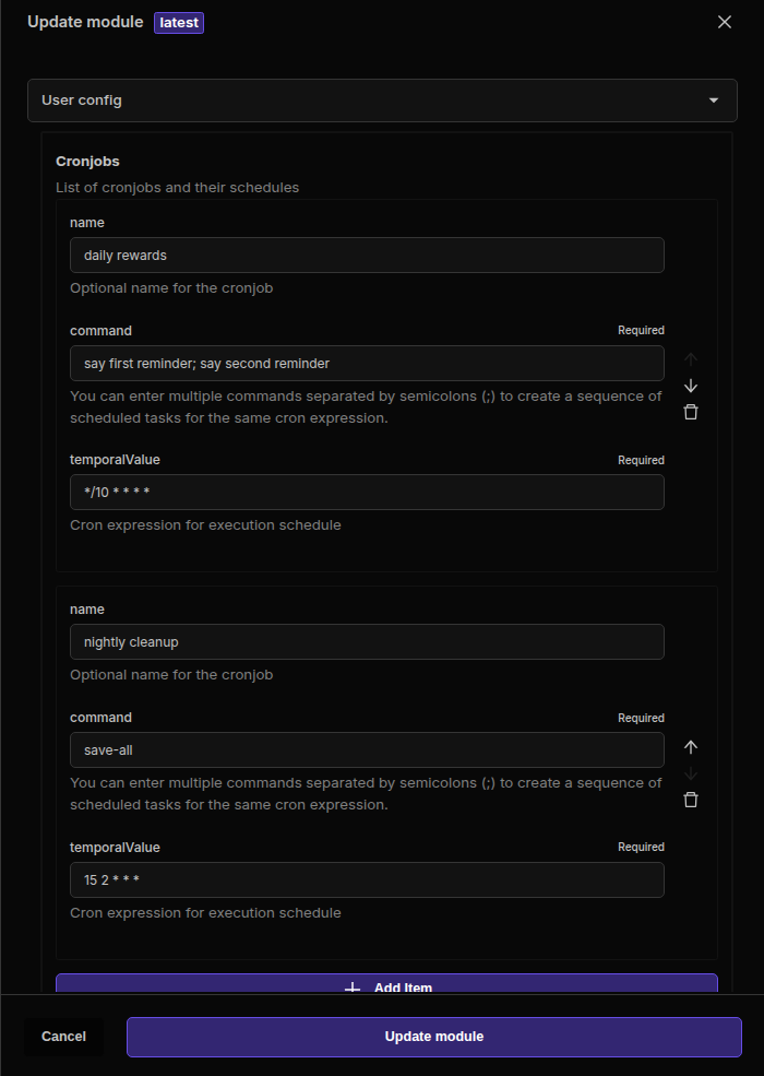 Dynamic cronjob config