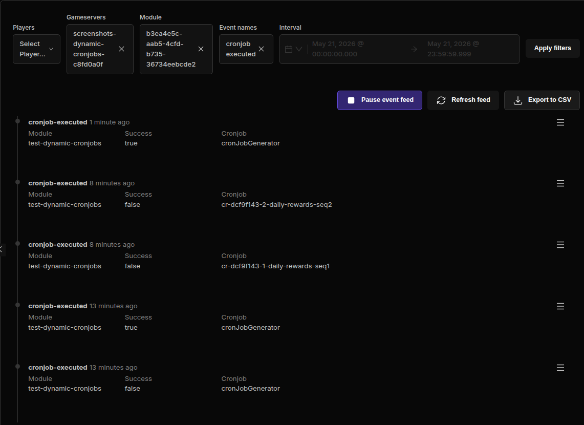 Dynamic cronjob dashboard view