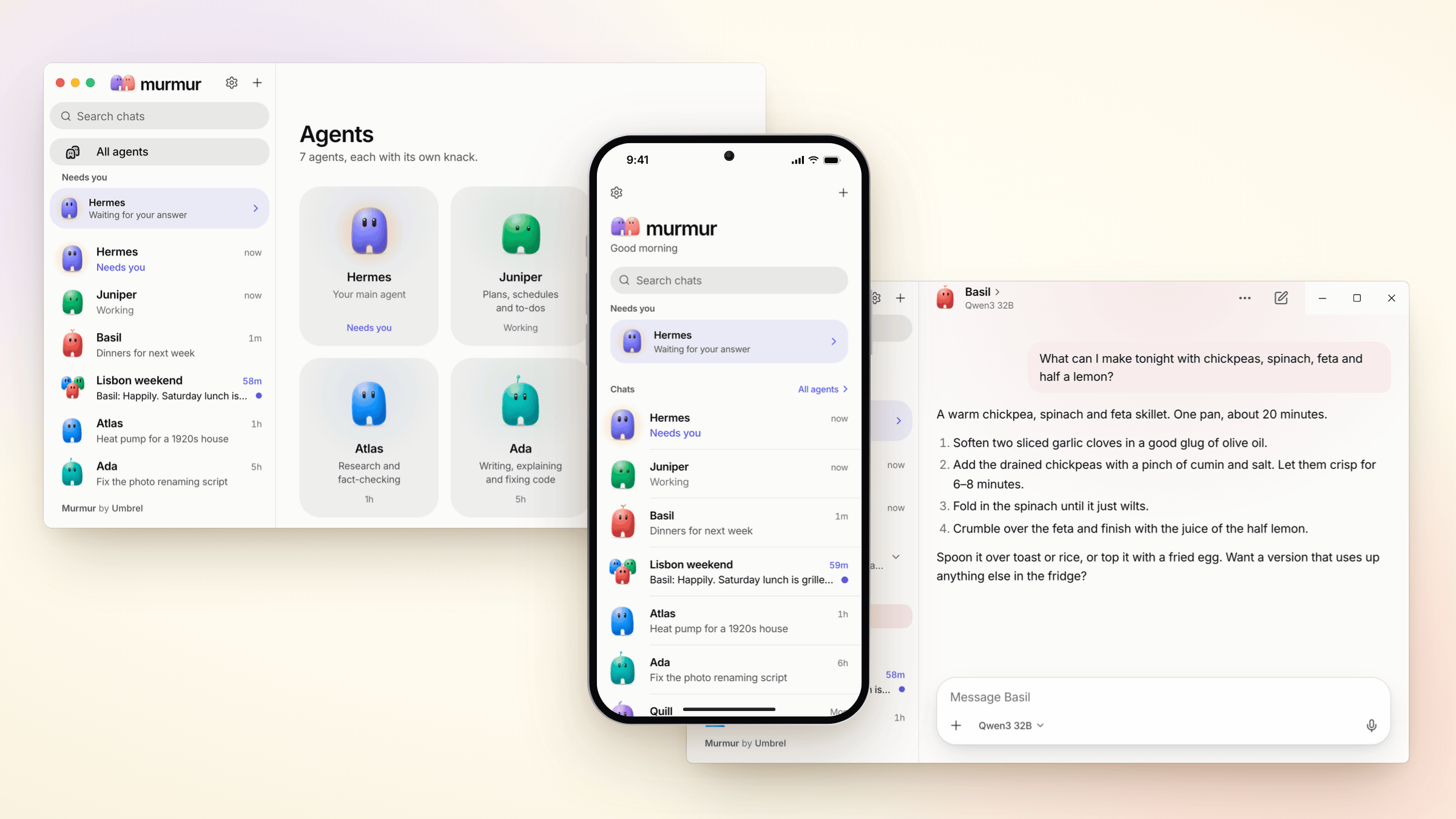 The same Murmur as a Mac app, on a phone and as a Windows app
