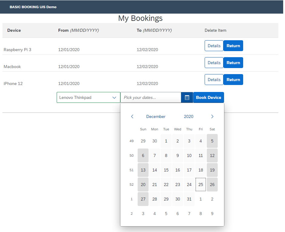 User's booking process