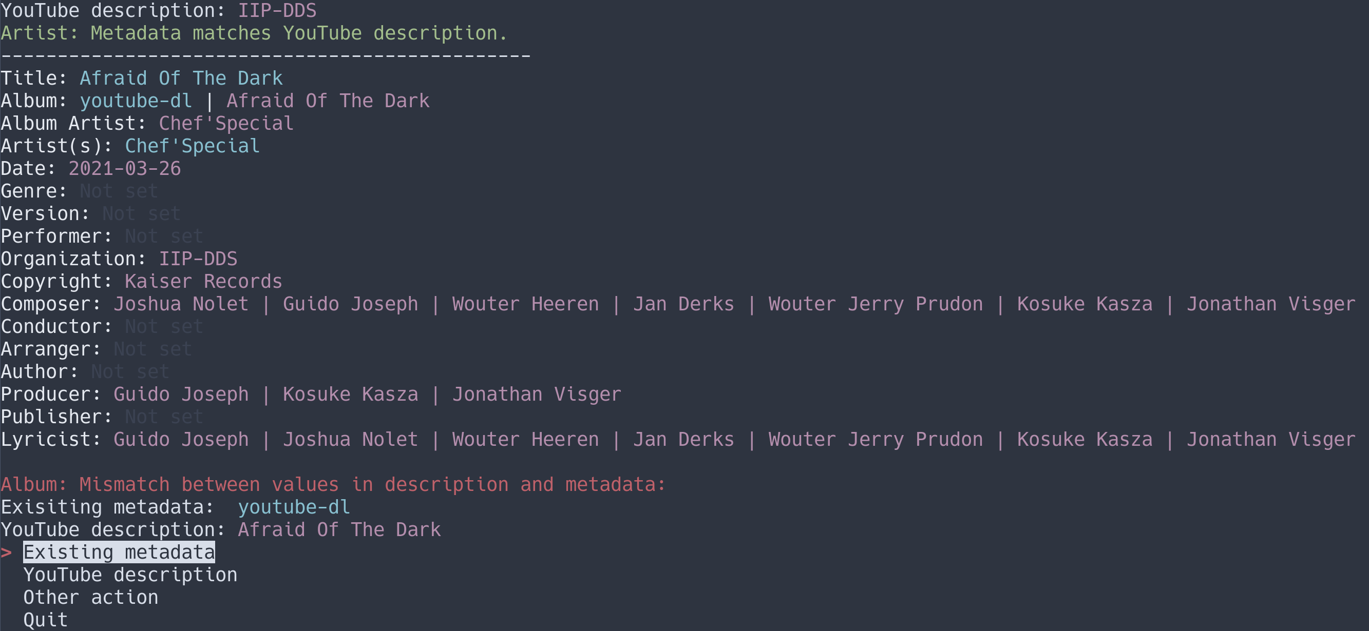 Retag Opus terminal example