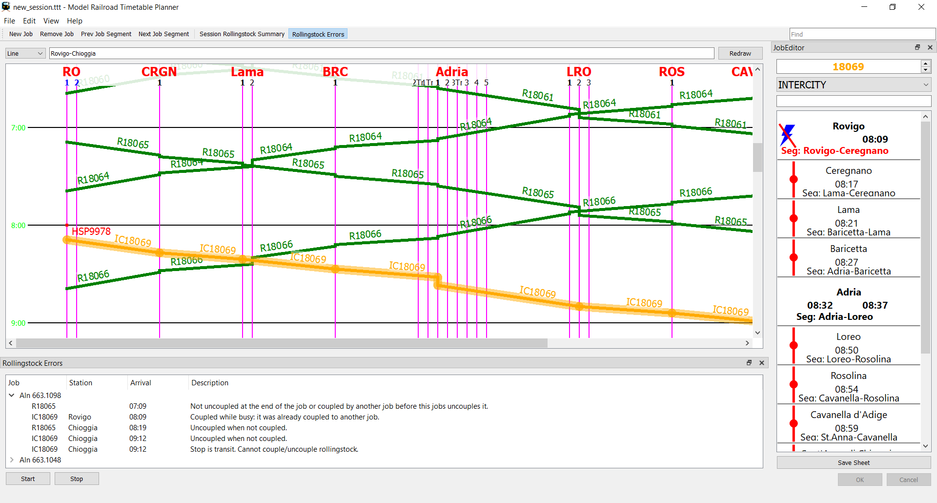 Screenshot of ModelRailroadTimetablePlanner
