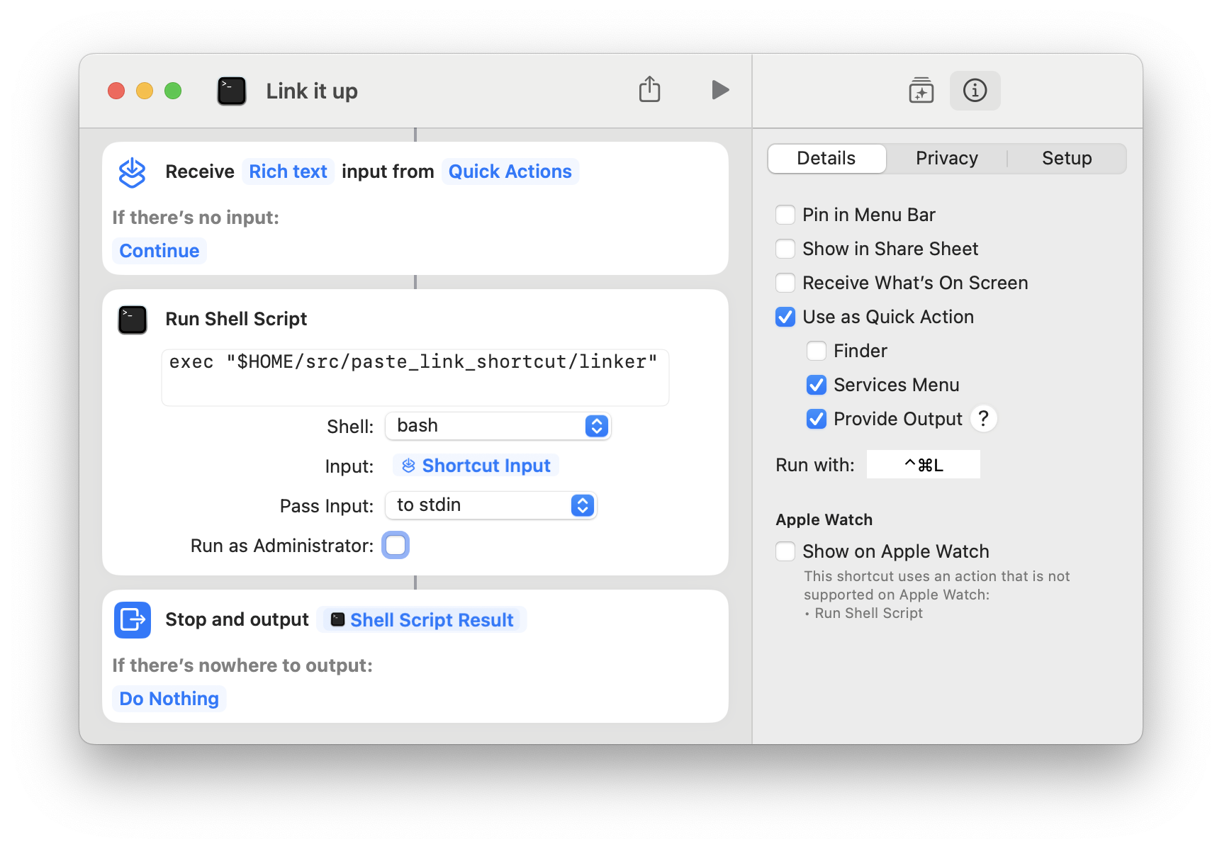 Image showing Shortcuts setup