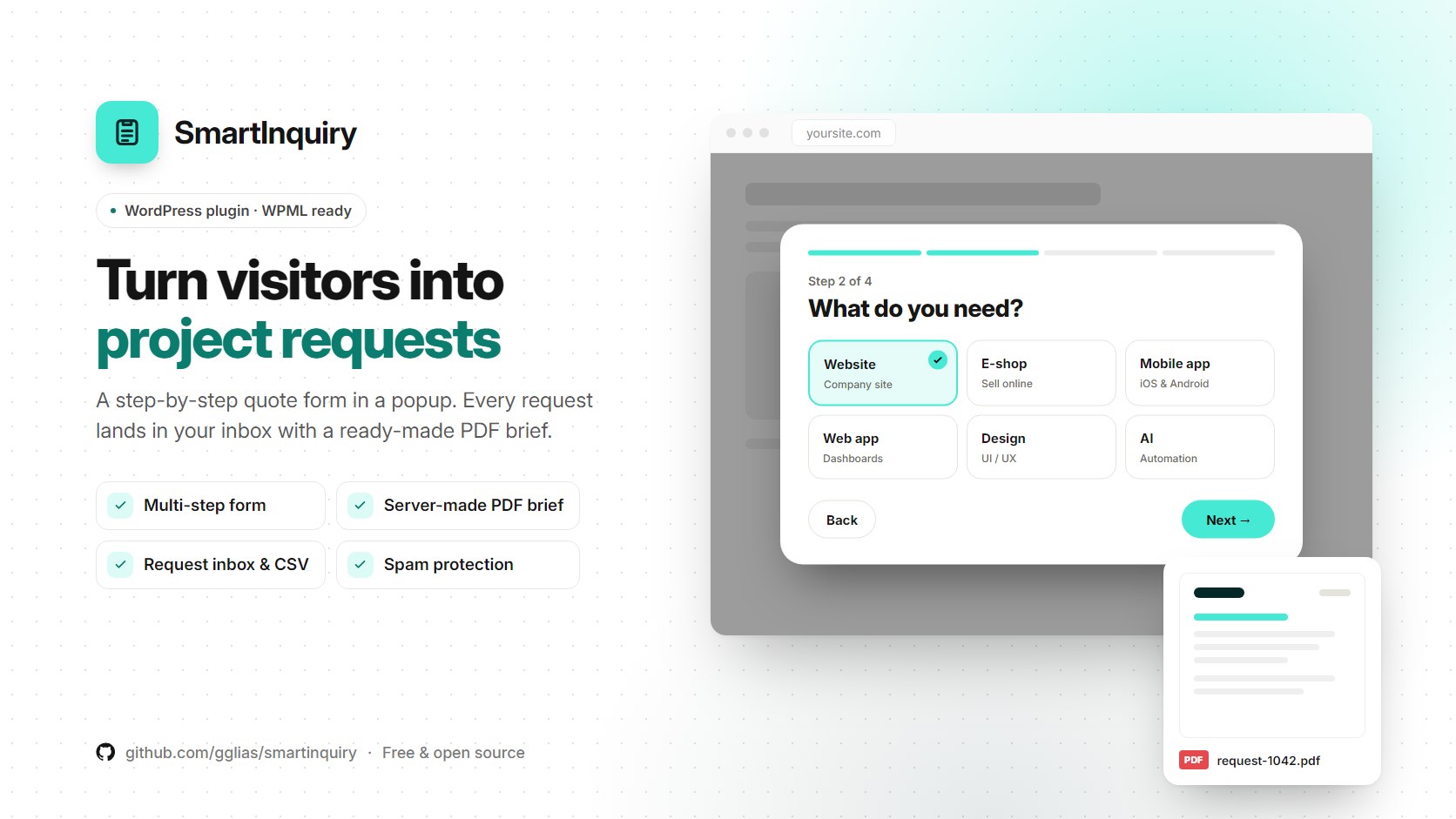 SmartInquiry — turn visitors into project requests