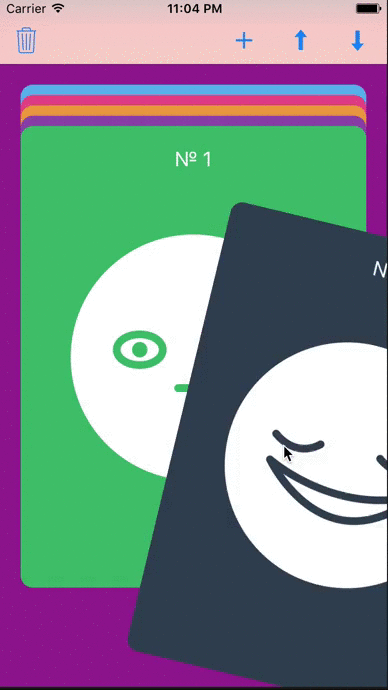 Swipable, customizable card stack view, Tinder like card stack view based on UICollectionView