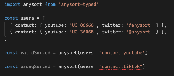 Anysort implemenation example