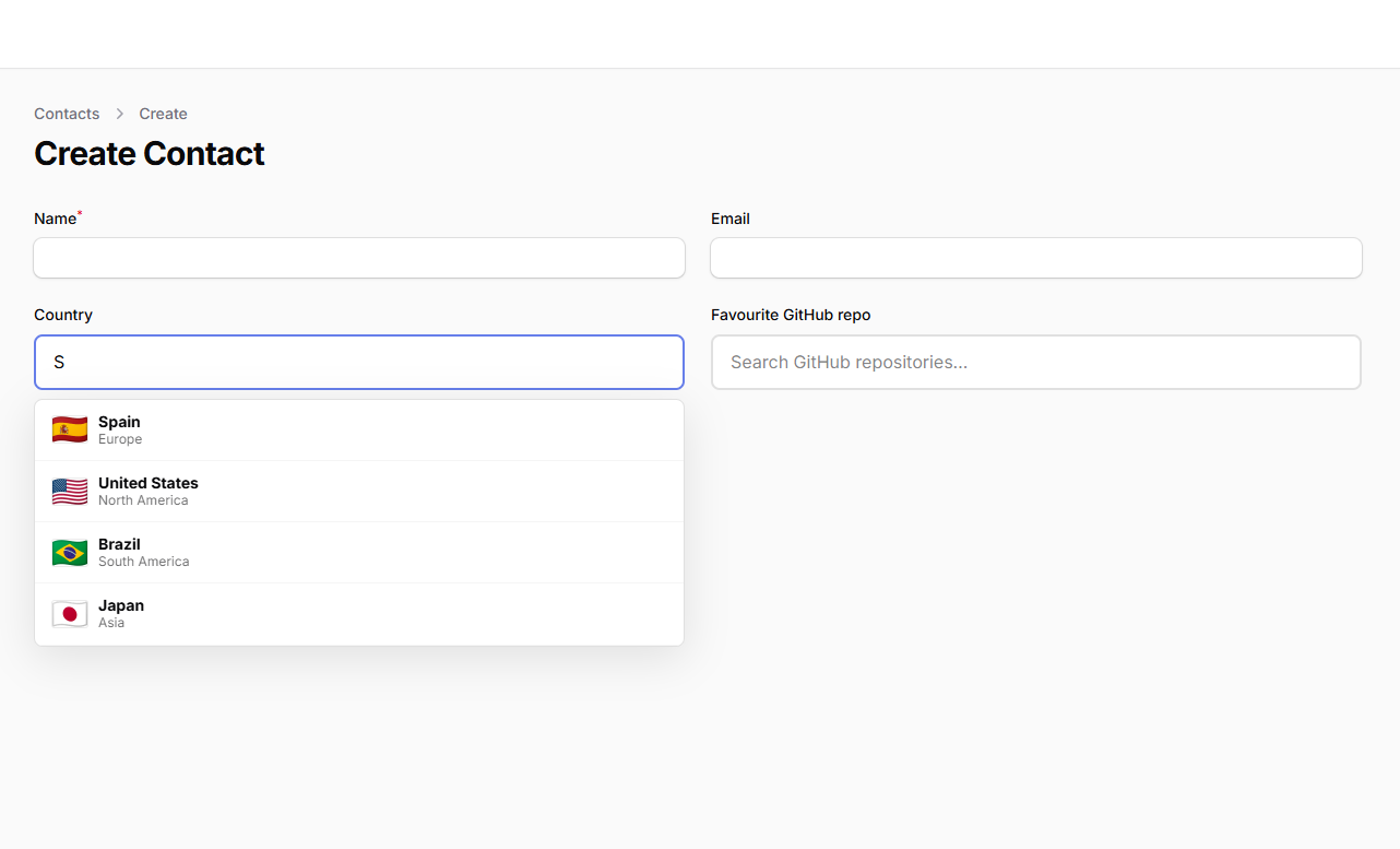 Static autocomplete