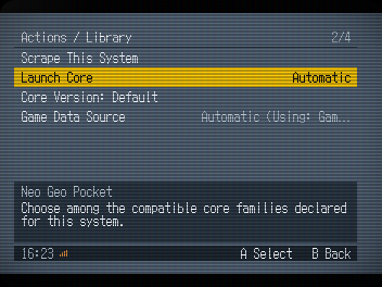 Per-system Core Selection