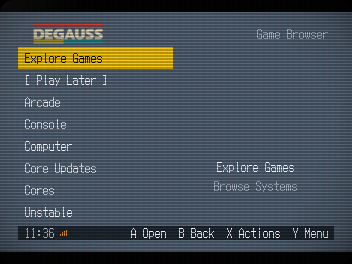 Home with Explore Games and personal shortcuts