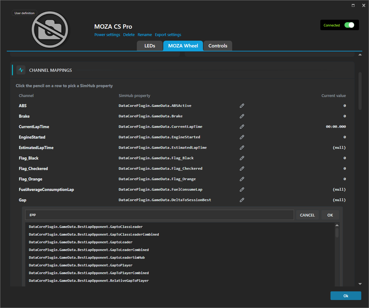 Dashboard channel mapping