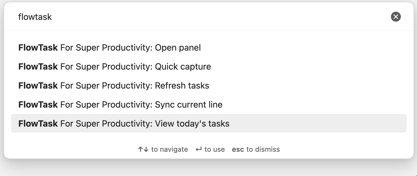 FlowTask Command Palette commands