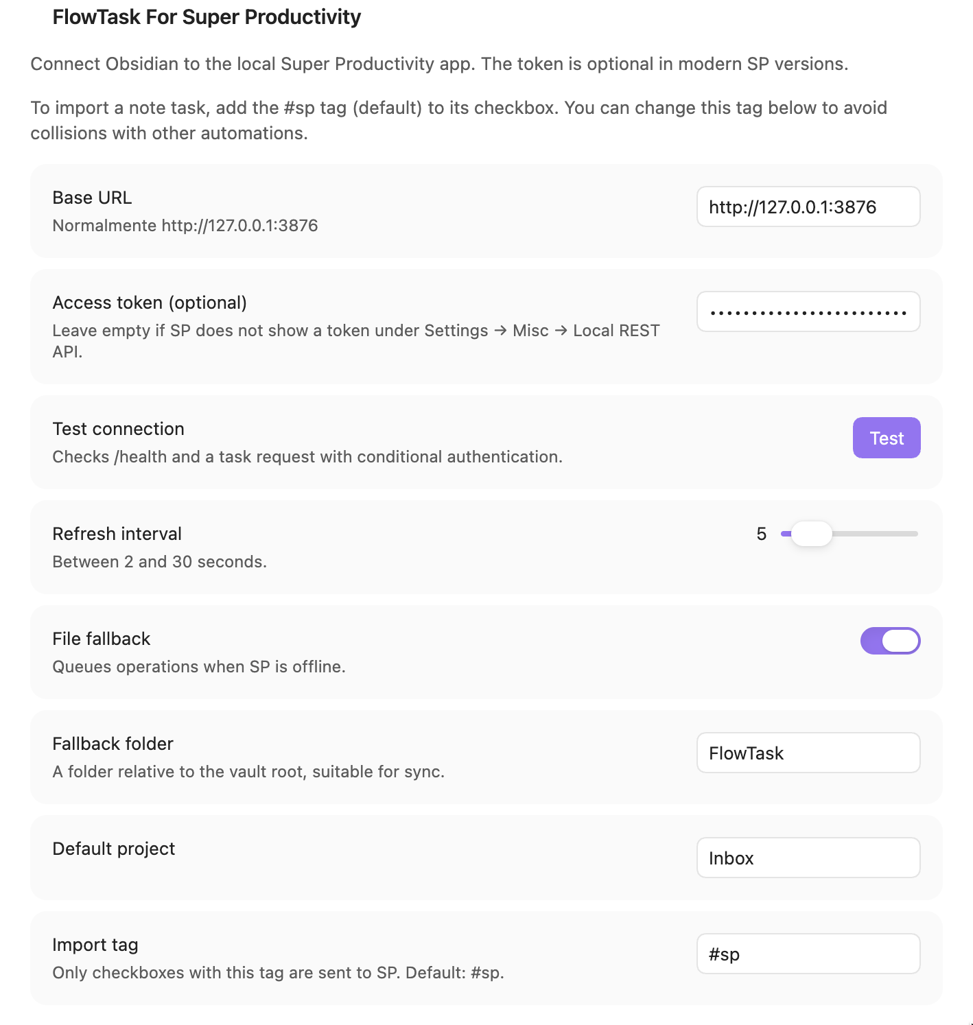 FlowTask settings