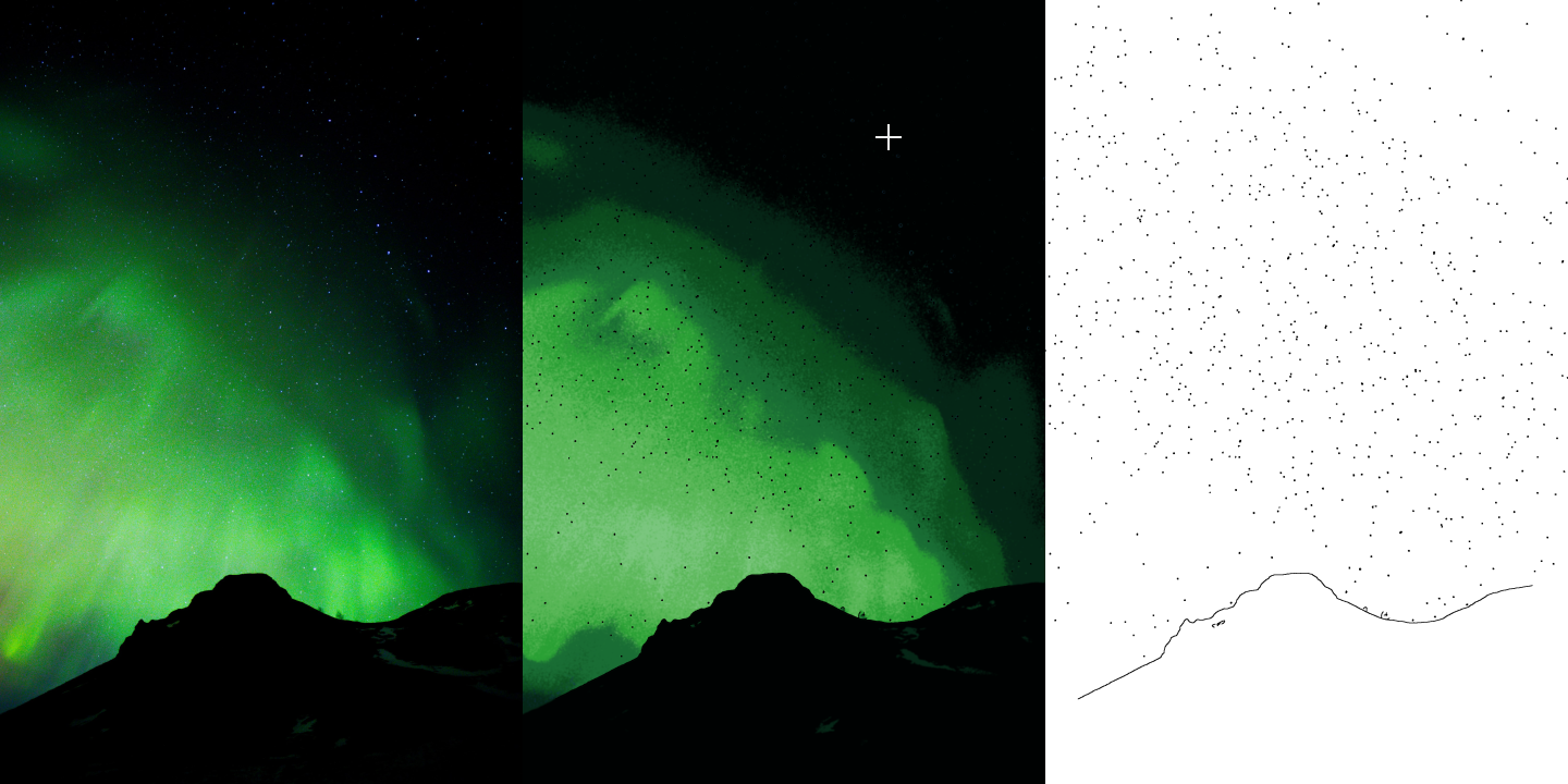 Cartoonized image of aurora