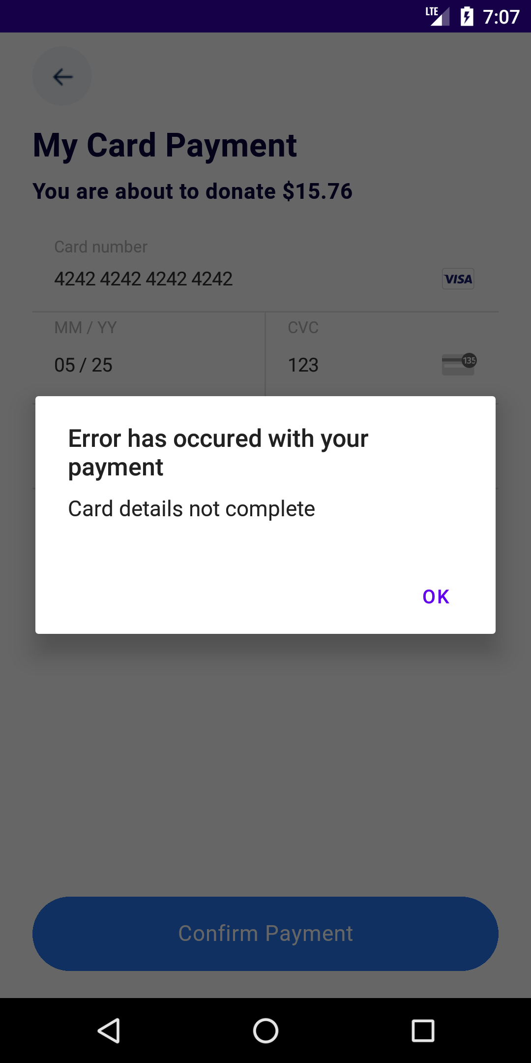 Payment Error