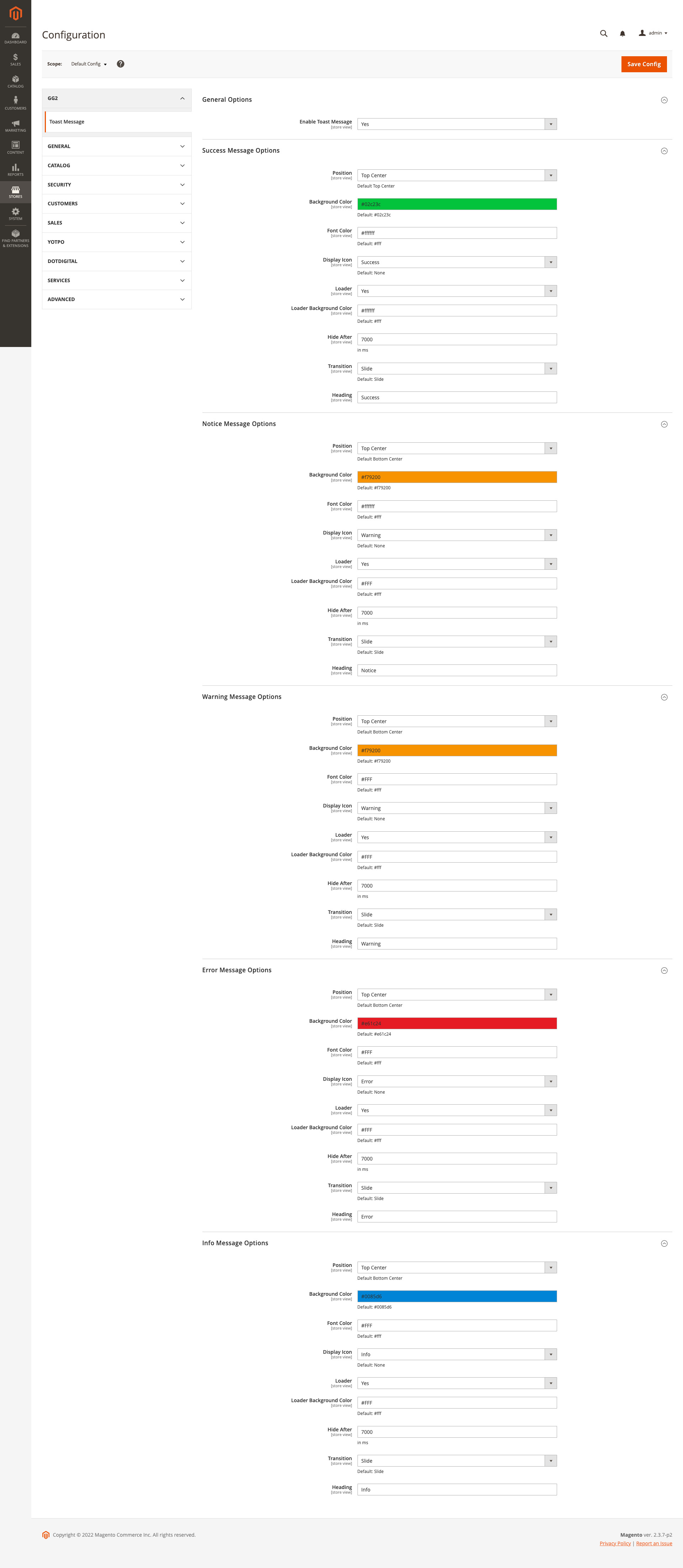 Magento 2 Admin Config