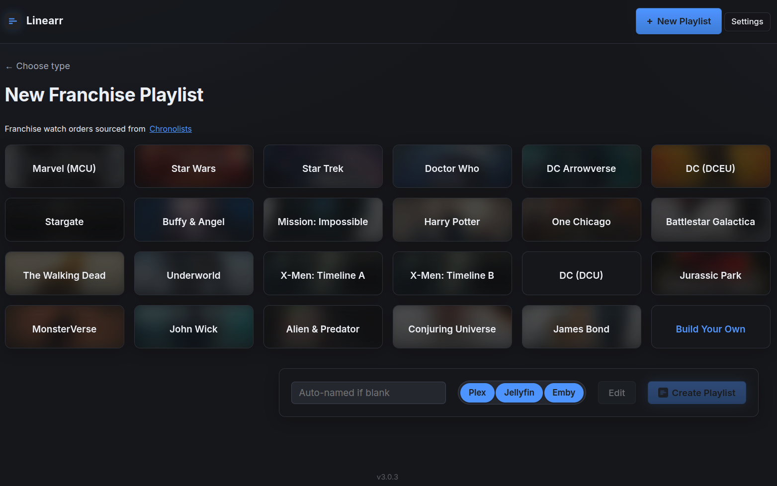 Franchise playlist picker