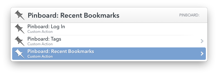 Pinboard actions in LaunchBar