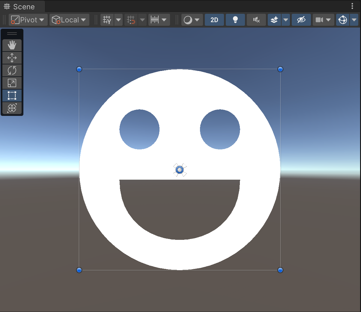 Image showing a smiley face in the Unity editor built using this package