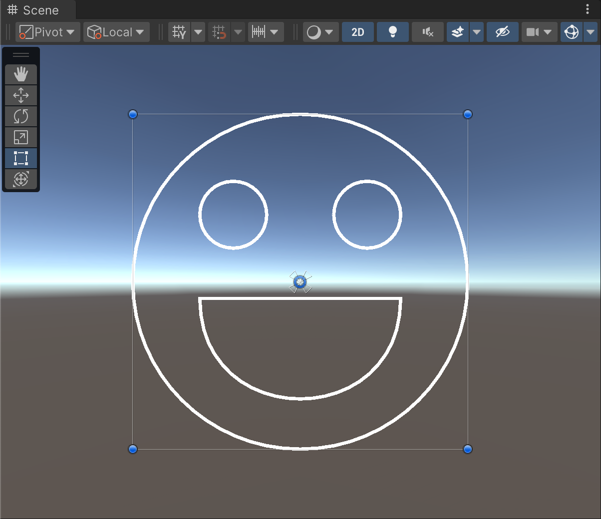 Image showing a smiley face in the Unity editor built using this package