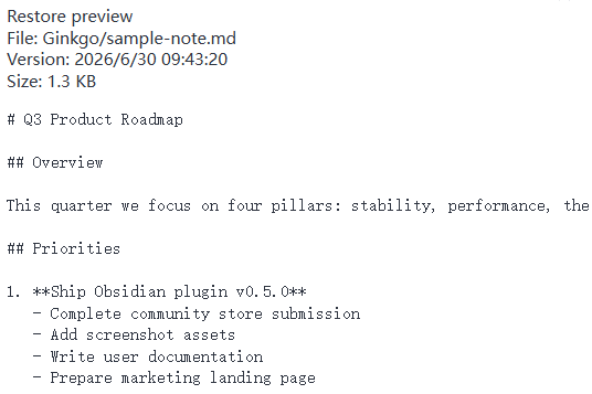 Restore preview