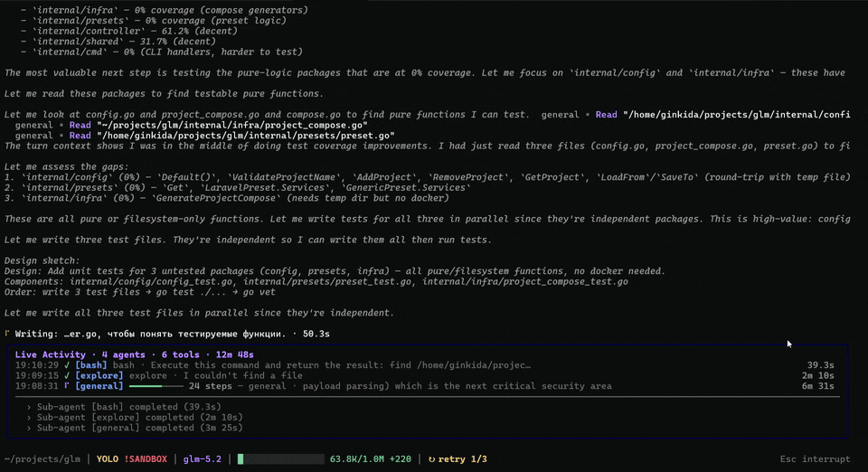 gokin running in the terminal