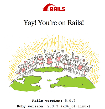 Welcome screen from Rails