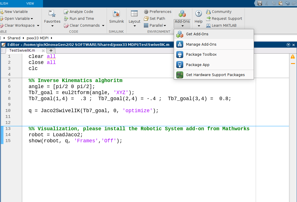 Jaco2SwivelIK - File Exchange - MATLAB Central