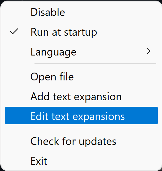 Edit text expansions