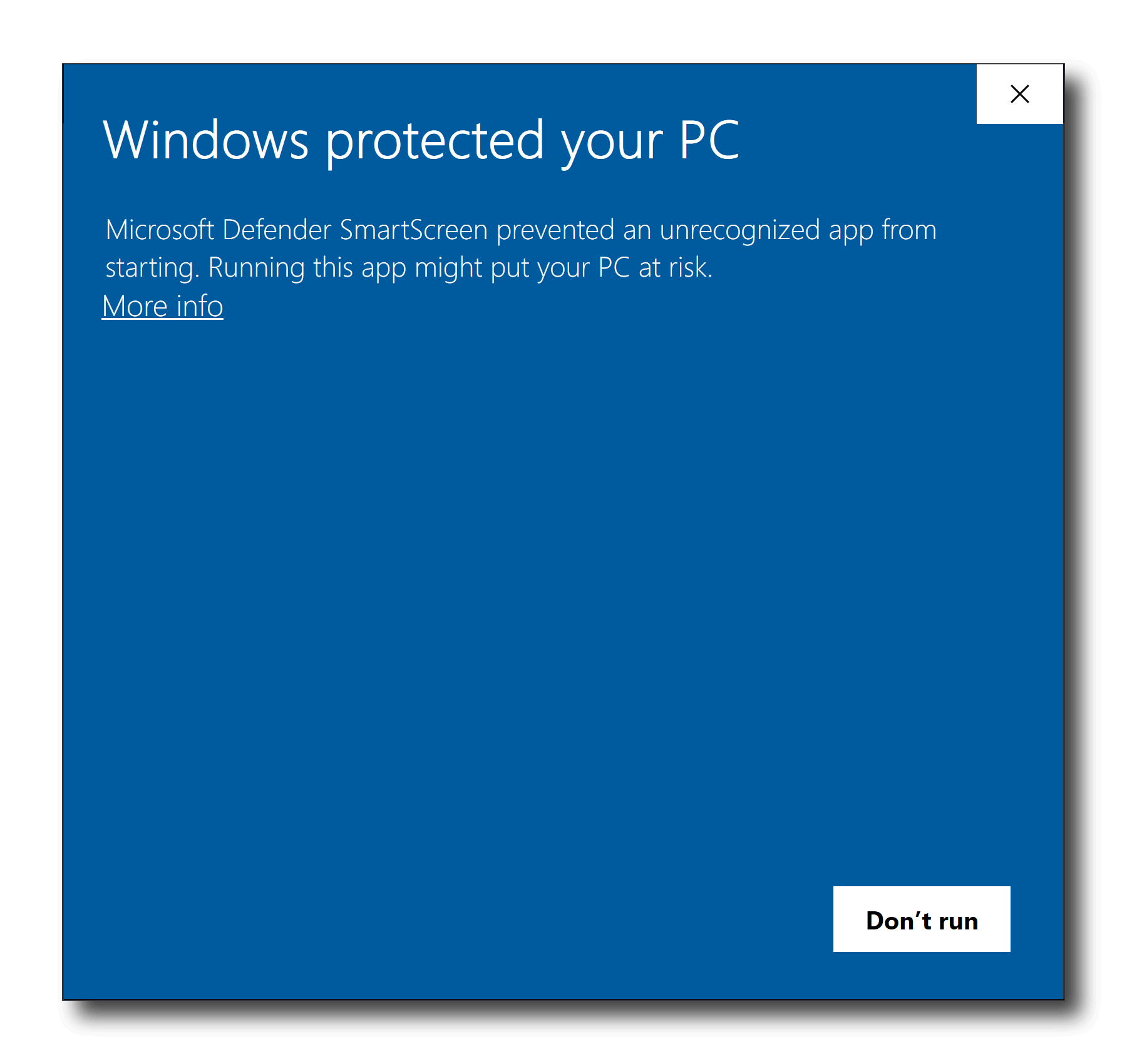 Microsoft Defender Smartscreen message