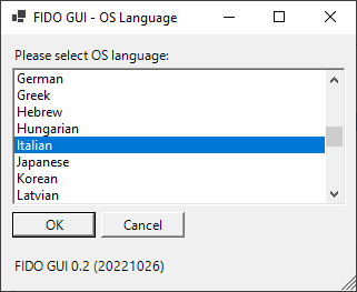 FidoGUI: Select OS language