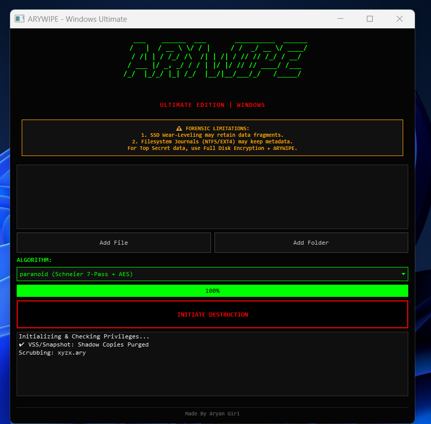 ARYWIPE Screenshot 1