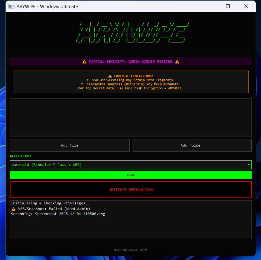 ARYWIPE Screenshot 2