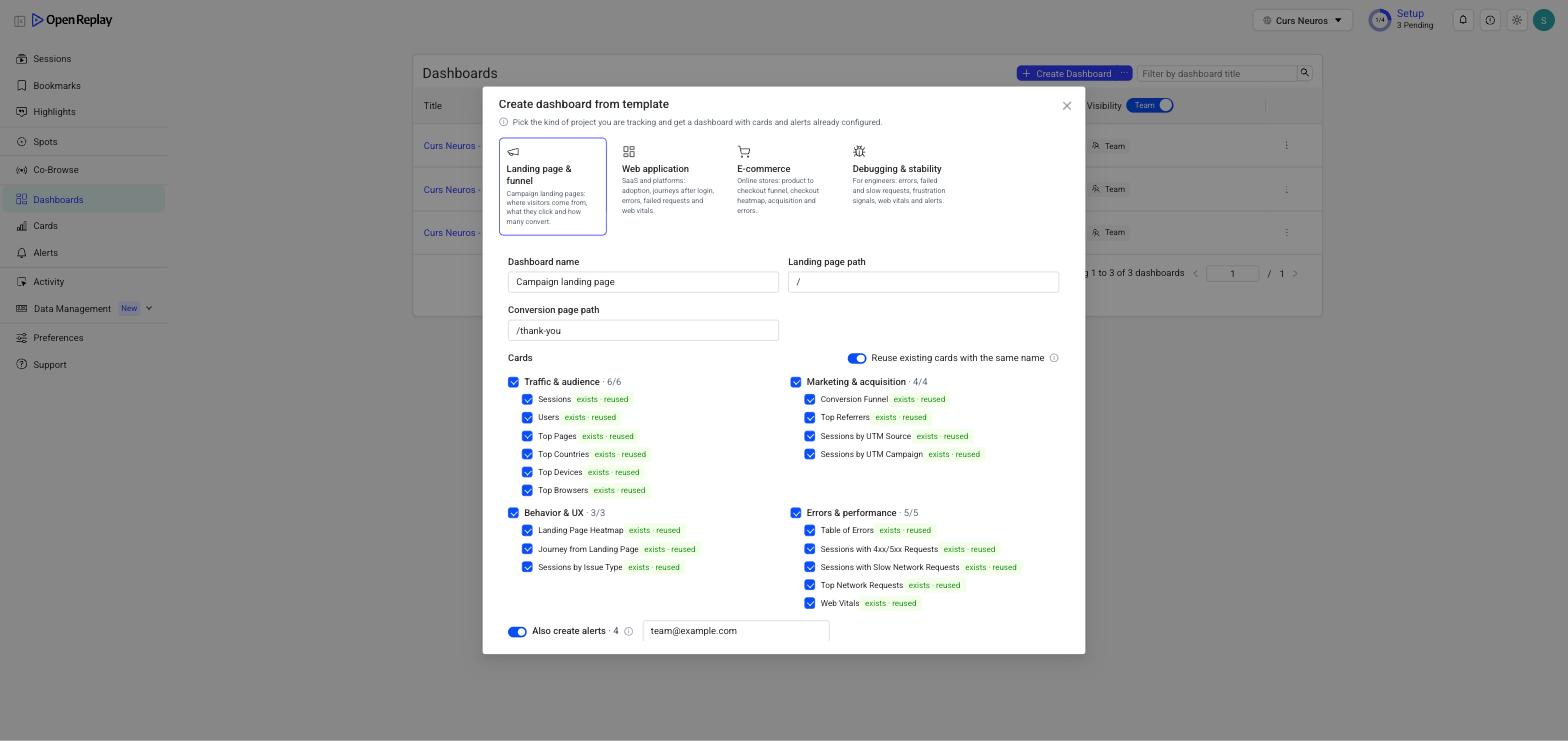 Create dashboard from template