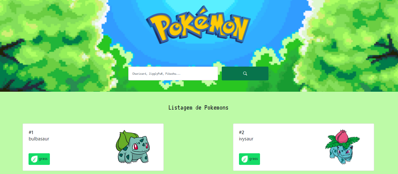 Print da pagina inicial da pokedex.