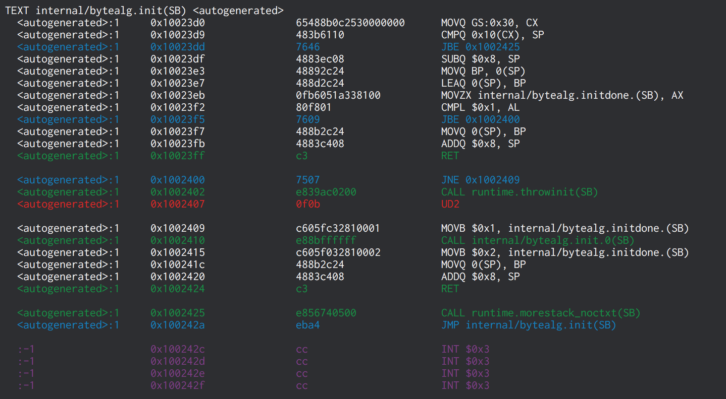 Colorized and formatted go tool objdump output · GitHub
