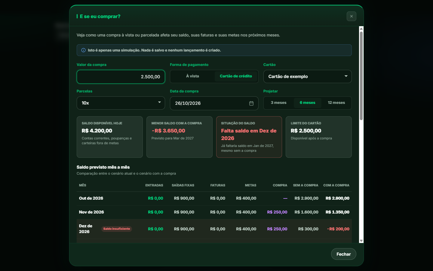 My Money Hub PR #174 purchase simulator review screenshots · GitHub