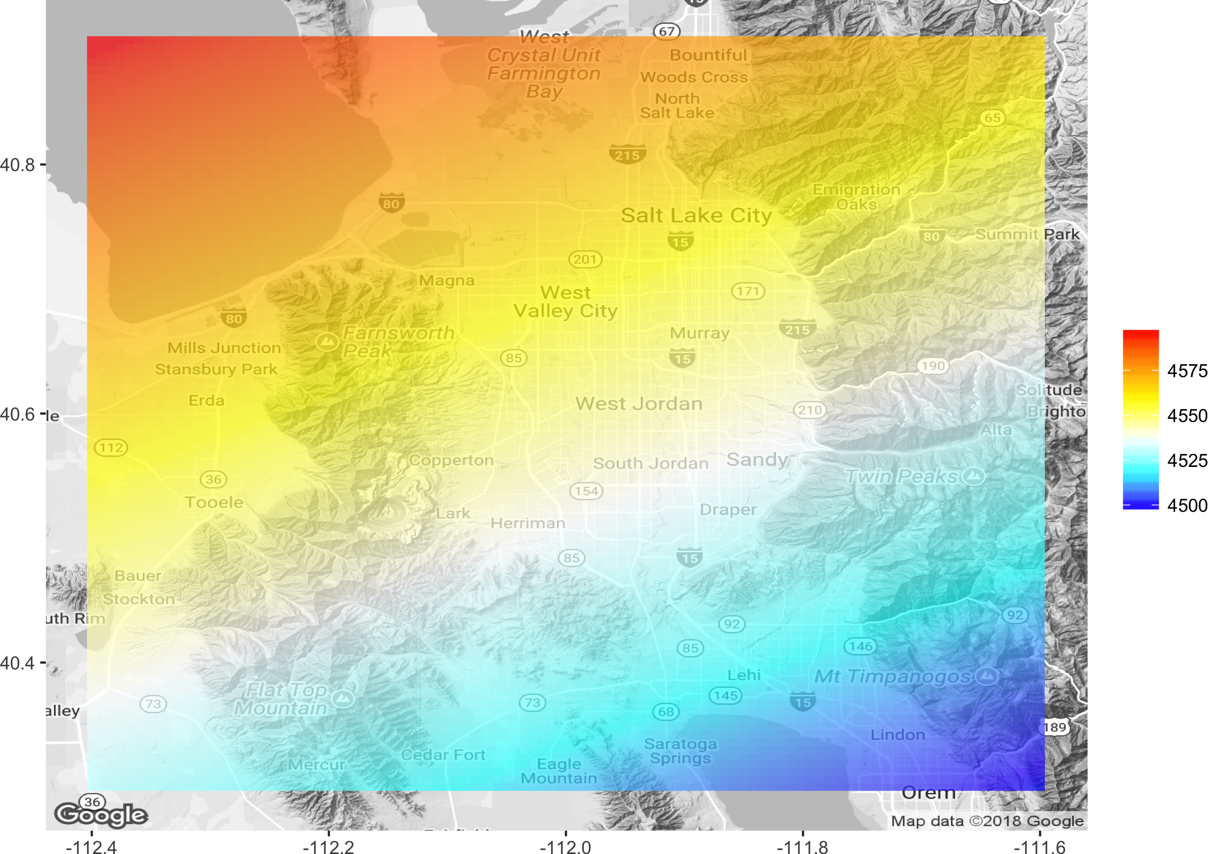 Overlay partial transparency gridded raster to grayscale Google Map ...