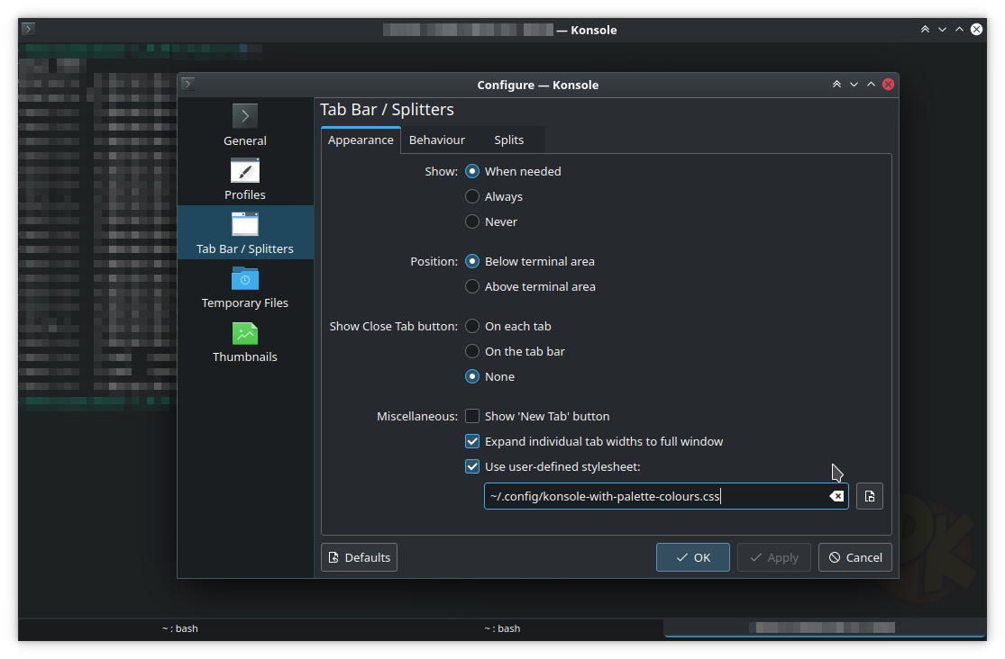 CSS for KDE Konsole minimal, lighter, dark tabs · GitHub