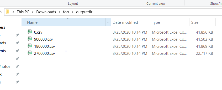 Csv file splitter windows