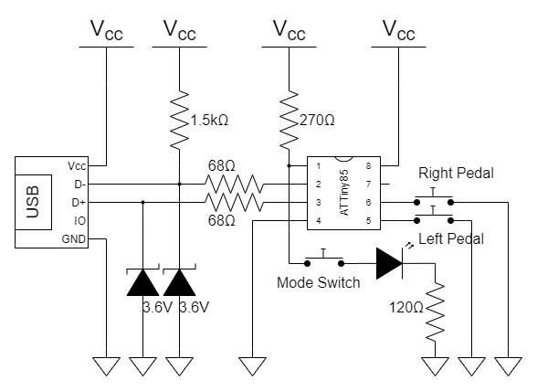 A foot pedal using ATtiny85 as HID keyboard device. · GitHub