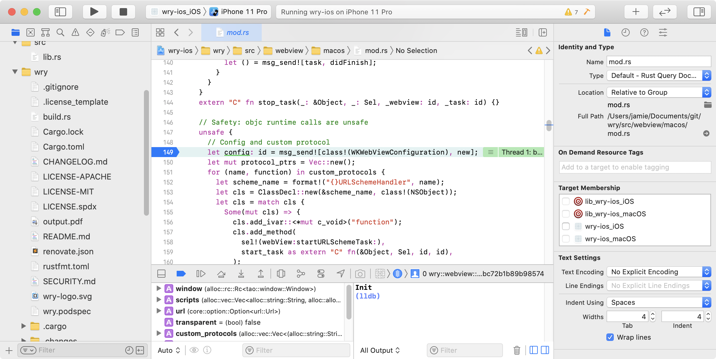 GUI-based debugging of iOSmacOS Rust projects in Xcode · GitHub