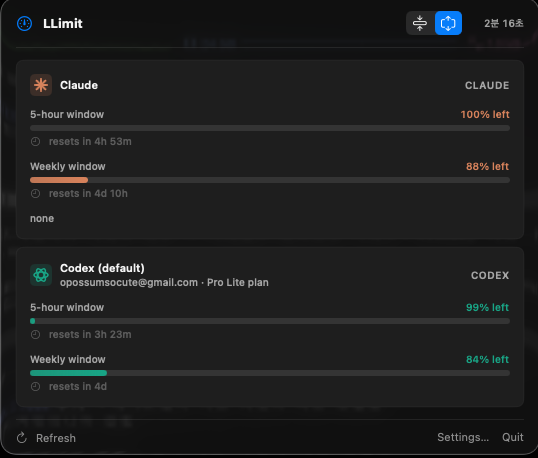 LLimit usage popover
