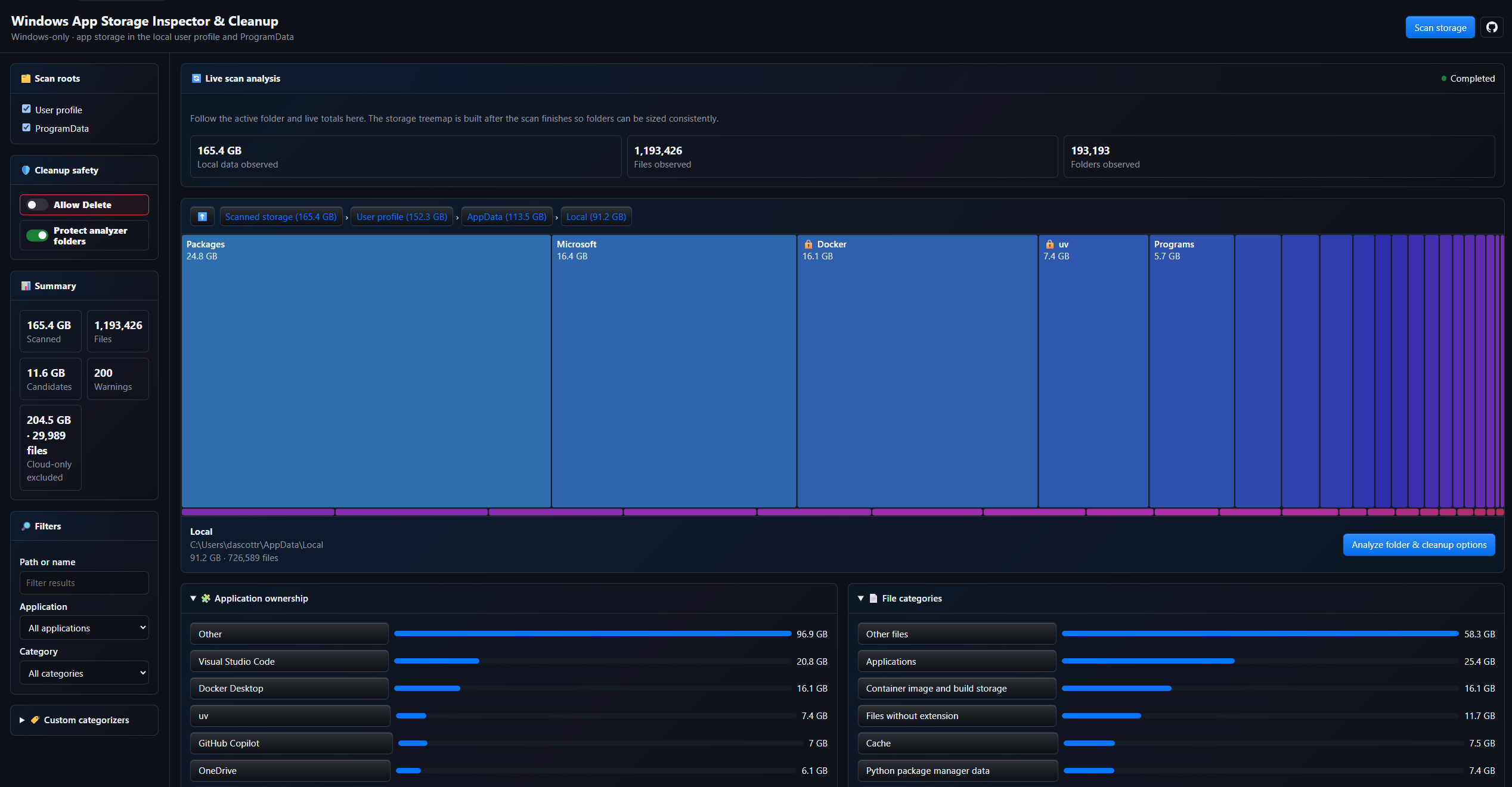 Windows App Storage Inspector & Cleanup preview