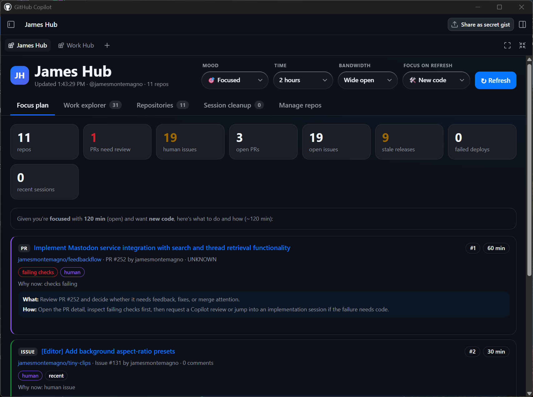 Work Hub preview