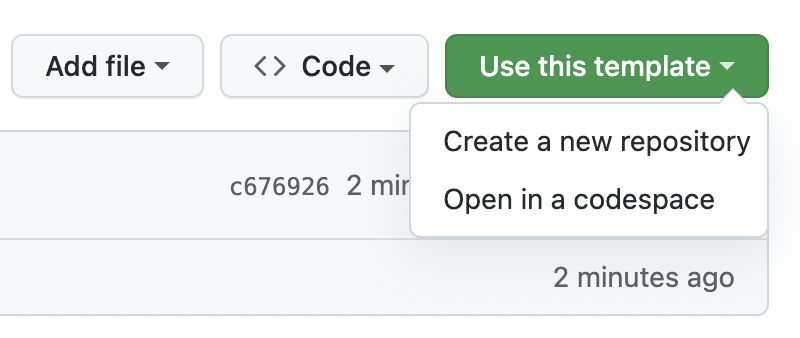 GitHub's "Use this template" button